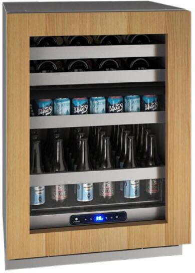 Custom Panel and Handle Sold Separately, UHBD524-IG01A 24&quot; Dual Zone Beverage Center with 5.1 cu. ft. Capacity, Stainless Steel Interior, Soft Close Door, Digital Touch Pad Control, LED Lighting, U-Adjust Interior, Convection Cooling System, Reversible Door, in Panel Ready