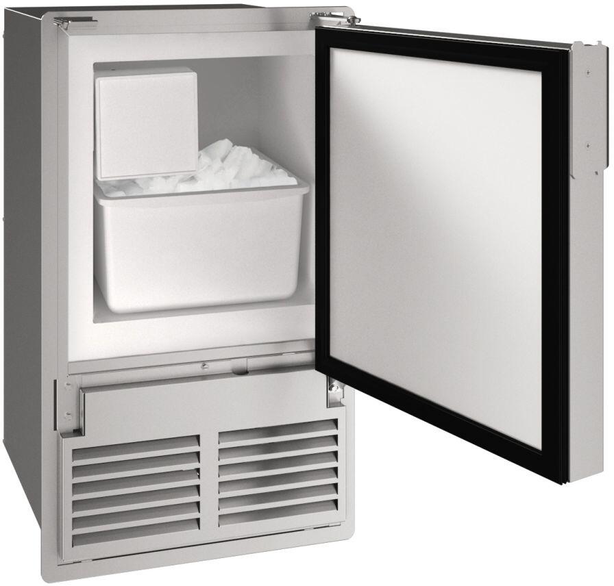 Interior, UMCR014-BC01A 14&quot; Marine Crescent Ice Maker with 23 lbs. Daily Ice Production, 12 lbs. Storage Capacity, Flange Flush to Cabinet, Reversible Hinge and 115 Volts in Black, 2