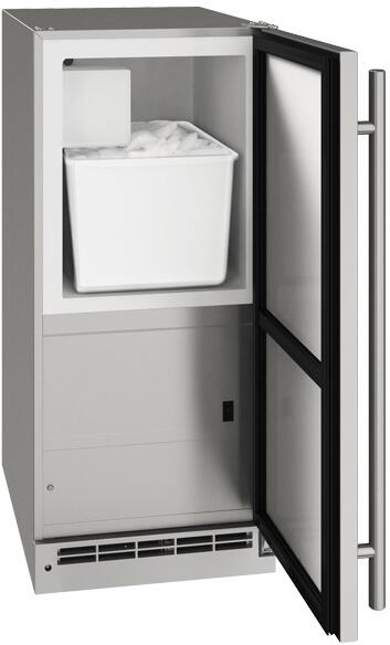 Interior, UOCR115-SS01B 15&quot; Outdoor Series Crescent Ice Maker with 25 lbs. Daily Ice Production, 25 lbs. Storage Capacity, Reversible Hinge and 115 Volts in Stainless Steel, 2