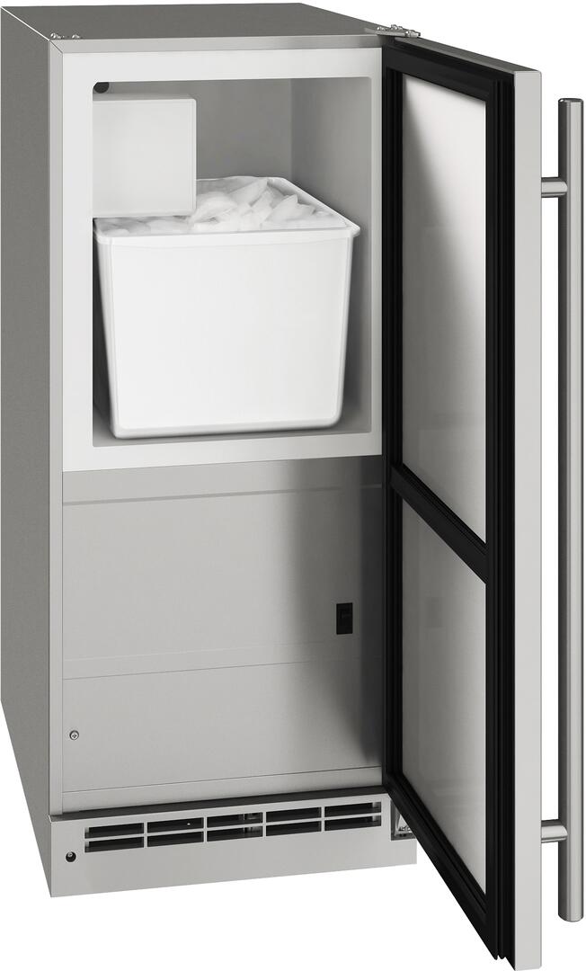 Interior View, UOCR115-SS01A 15&quot; Outdoor Series Ice Maker with Crescent Cubes, 25 lbs. Daily Ice Production, 25 lbs. Ice Storage, and 4 Adjustable Leveling Legs, in Stainless Steel, 2