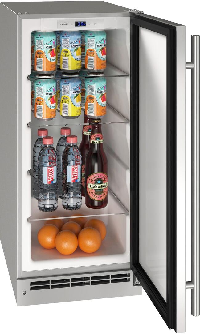 Interior View, UORE115-SS01A 15&quot; Outdoor Solid Refrigerator with Reversible Hinge and 115 Volts, in Stainless Steel, 2
