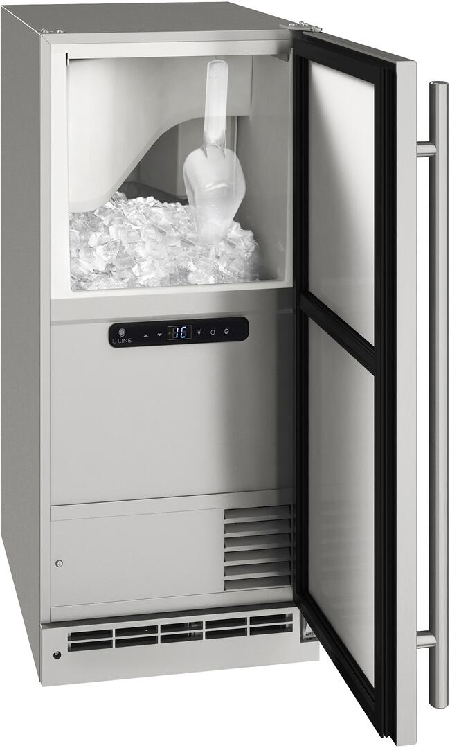 Interior View, UOCL115-SS01A 15&quot; Outdoor Series Clear Ice Machine with 60 lbs. Daily Ice Production, Clear Ice Cubes, Digital Touch Pad Controls, and Ice Scoop, in Stainless Steel, 2