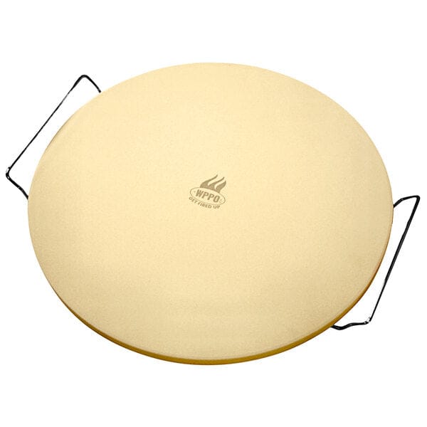 WPPO 15 Inch Round Pizza Stone with Handles Full View