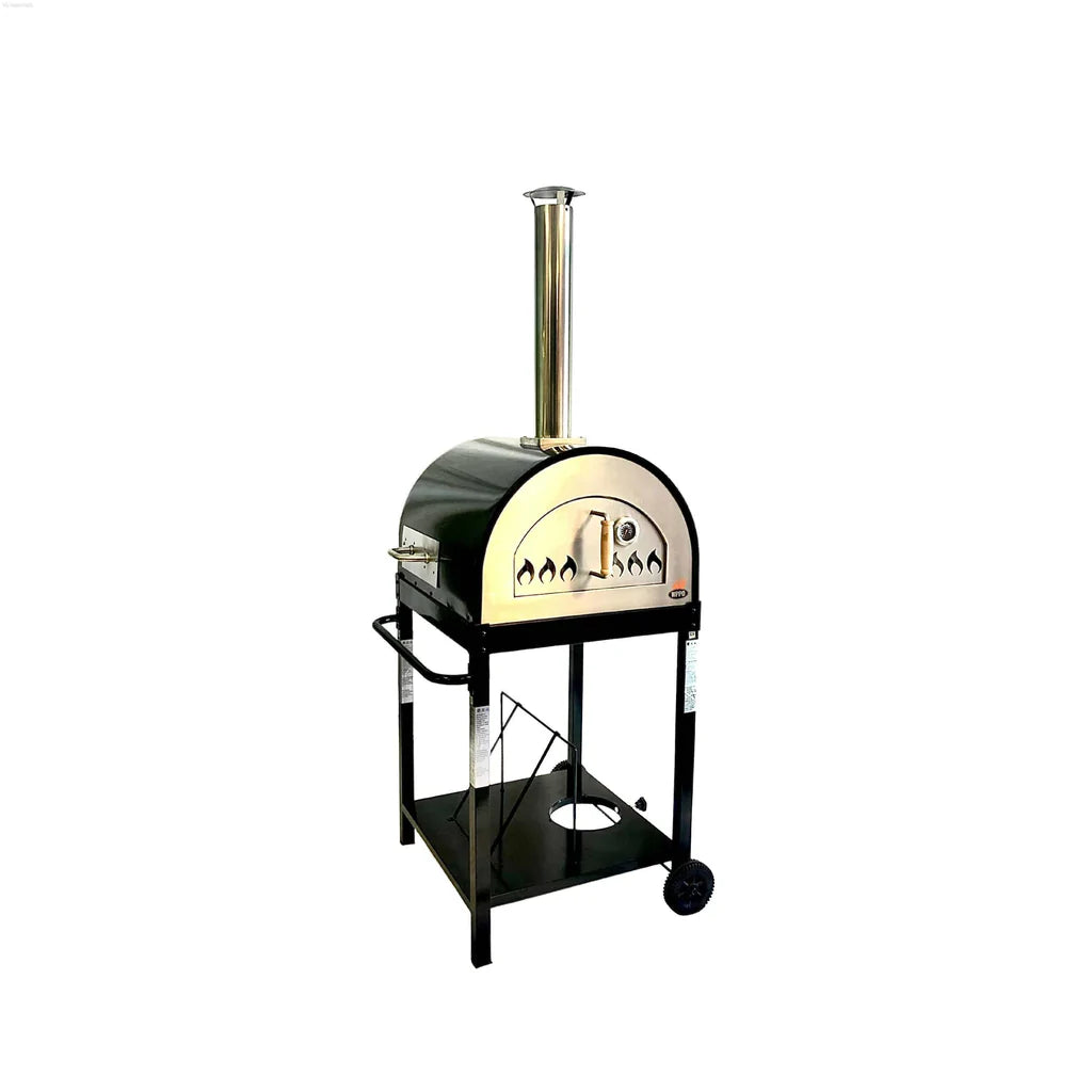 WPPO Hybrid 25 Inch Wood Fired / Gas Outdoor Pizza Oven in Black Color