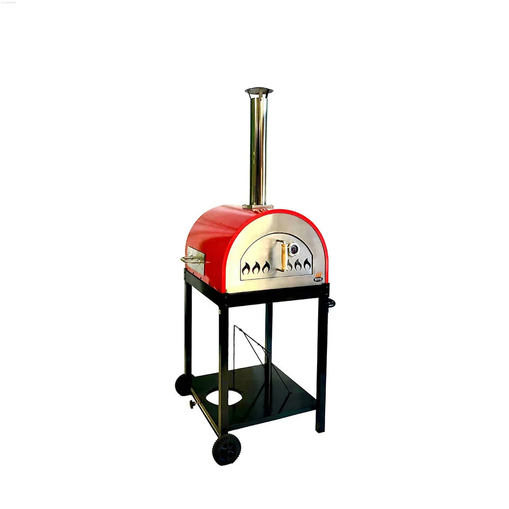WPPO Hybrid 25 Inch Wood Fired / Gas Outdoor Pizza Oven in Red Color