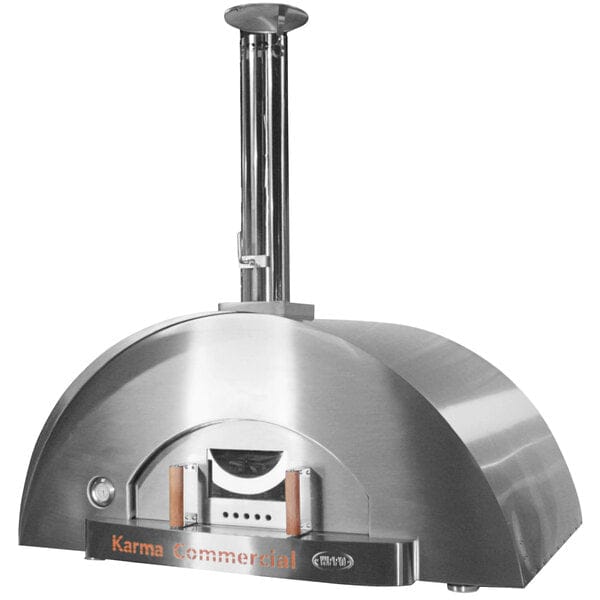 WPPO Karma 55 Inch Stainless Steel Wood Fired Commercial Pizza Oven Full View