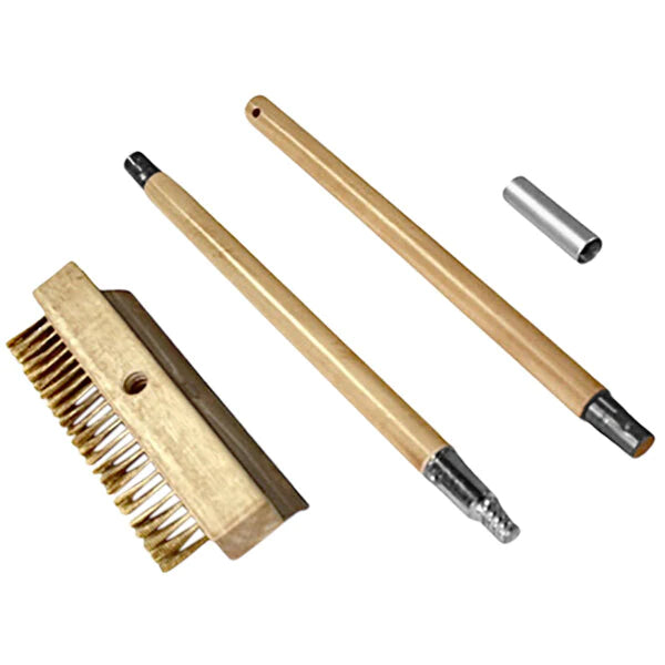 WPPO Pizza Oven Brush with Wooden Handle and Stainless Steel Scraper Disassembled